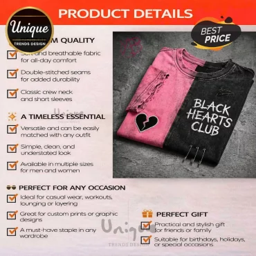 Black Hearts Club Distressed Two-Tone Pink Shirt