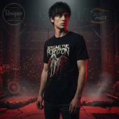 Black gothic metal tee with distressed 