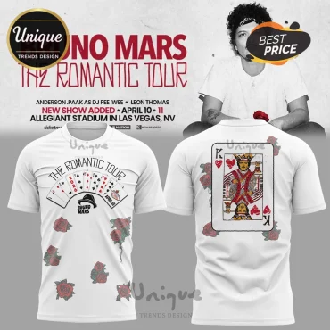 Bruno Mars The Romantic Tour 2024 Las Vegas Concert Commemorative T-Shirt
