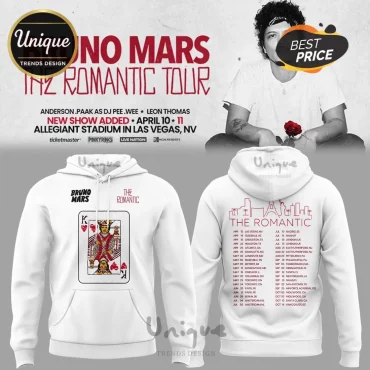 Bruno Mars The Romantic Tour Concert Merch With Tour Dates Hoodie