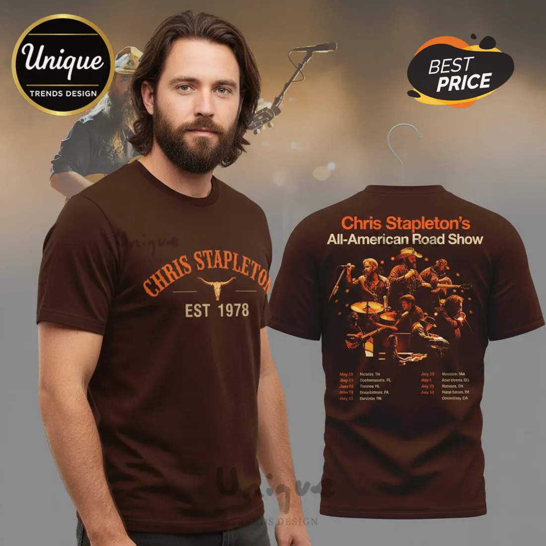 Chris Stapleton All-American Road Show Concert Tour Vintage T-Shirt Chris Stapleton All-American Road Show Concert Tour Vintage T-Shirt