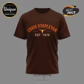 Brown t-shirt with orange text