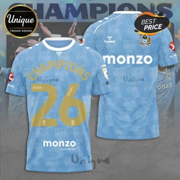 Coventry City FC Champions 26 Commemorative Sky Blue Football Shirt