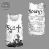 White gray black distressed tank top, front