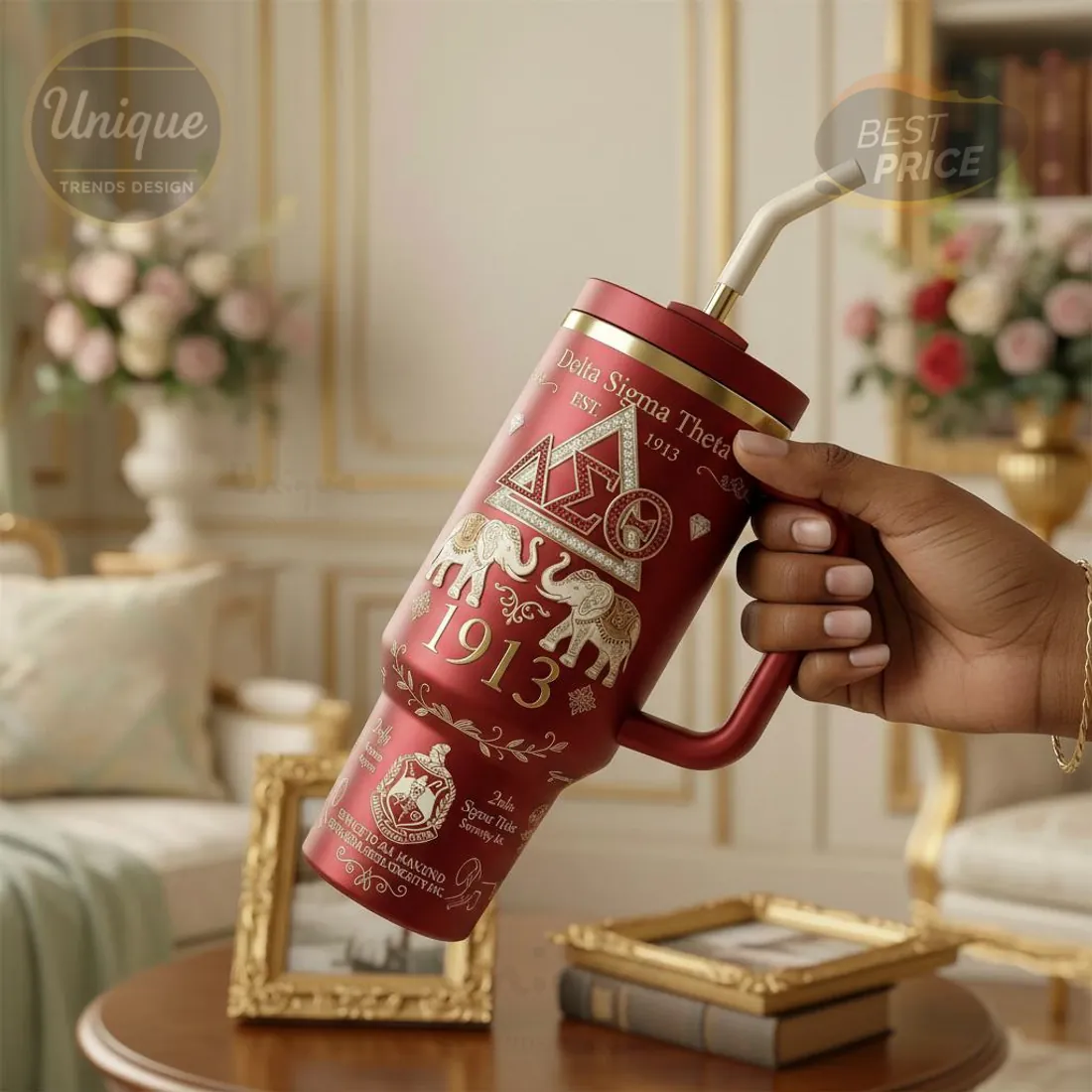 Delta Sigma Theta Premium Crimson Gold 1913 Commemorative Tumbler Delta Sigma Theta Premium Crimson Gold 1913 Commemorative Tumbler