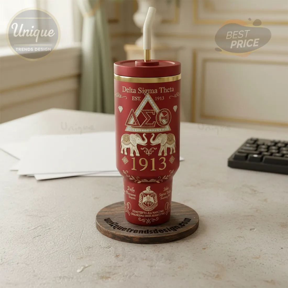 Delta Sigma Theta Premium Crimson Gold 1913 Commemorative Tumbler
