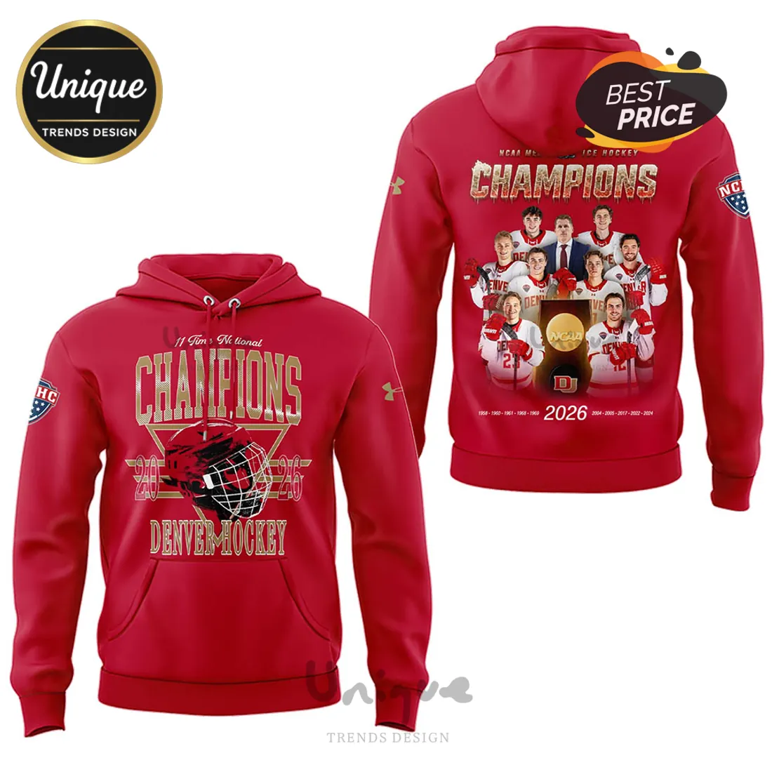 Denver Pioneers 2024 NCAA National Champions Commemorative Fan Hoodie Denver Pioneers 2024 NCAA National Champions Commemorative Fan Hoodie