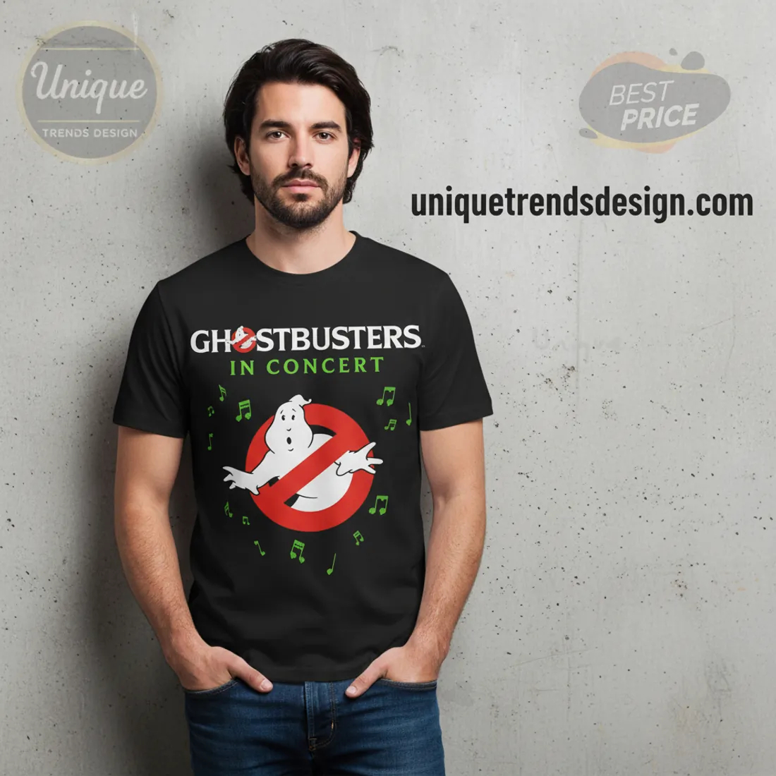 Ghostbusters In Concert Tour Dates Black T-Shirt Ghostbusters In Concert Tour Dates Black T-Shirt