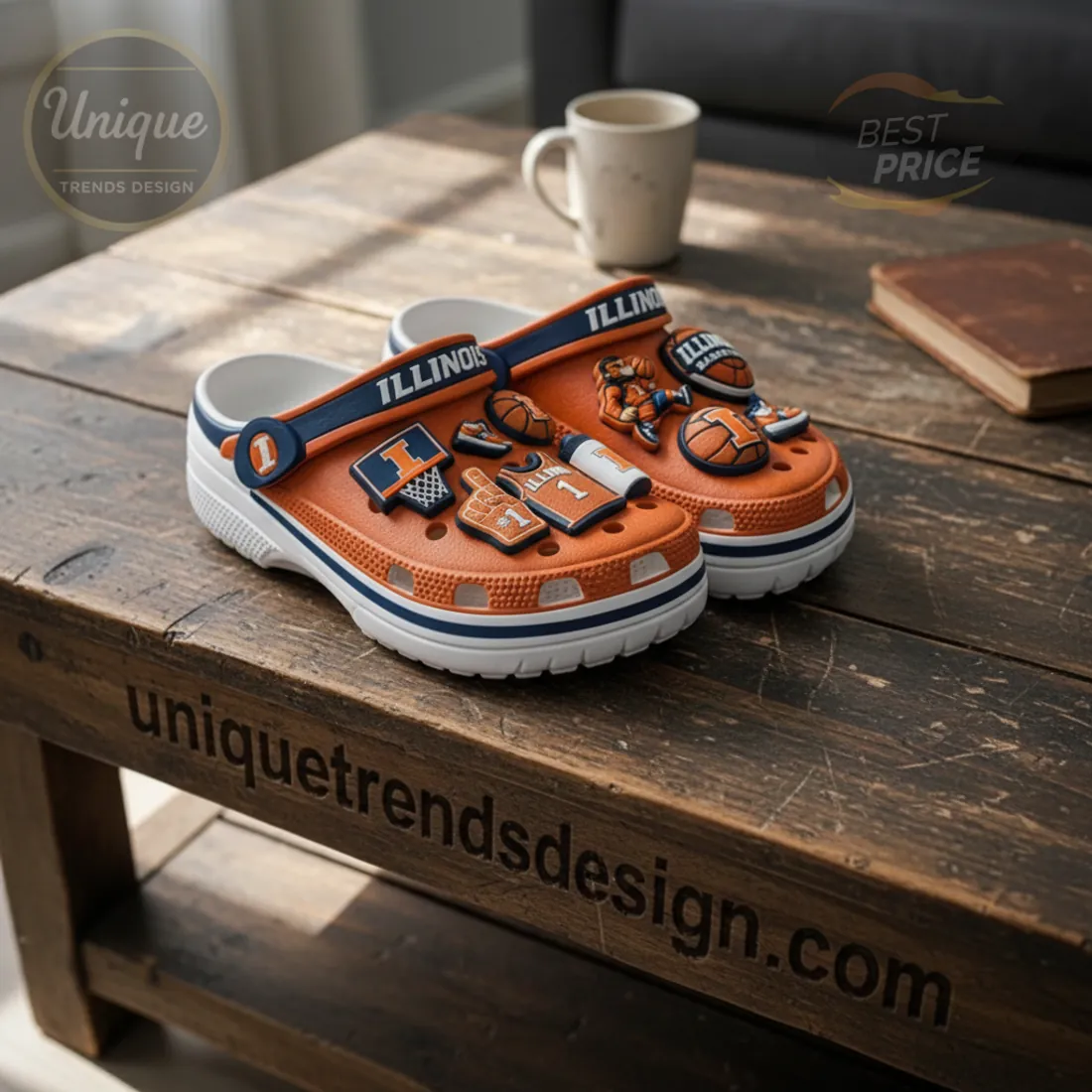 Illinois Basketball Fan Custom Charms Clogs