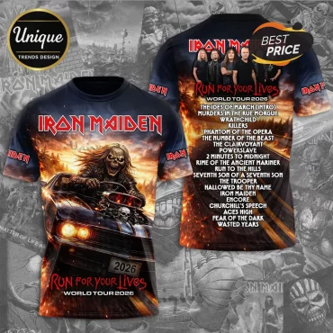 Iron Maiden Run For Your Lives World Tour 2026 T-Shirt
