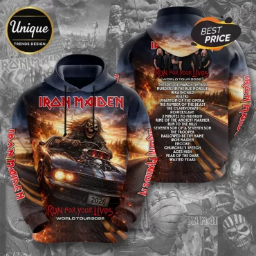Iron Maiden Run For Your Lives World Tour 2026 T-Shirt