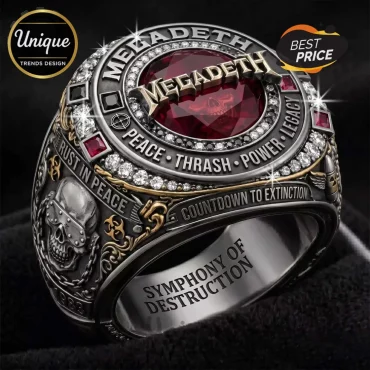 Megadeth Rust in Peace Legacy Skull Thrash Metal Gemstone Ring Megadeth Rust in Peace Legacy Skull Thrash Metal Gemstone Ring