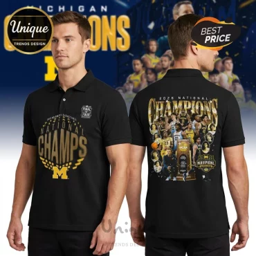 Michigan 2026 National Champions Basketball Commemorative Team Roster Polo Shirt Michigan 2026 National Champions Basketball Commemorative Team Roster Polo Shirt