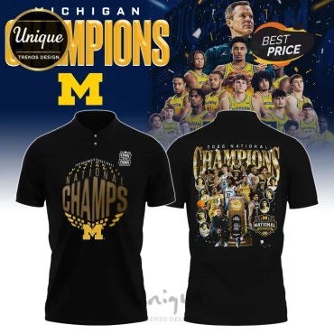 Michigan 2026 National Champions Basketball Commemorative Team Roster Polo Shirt
