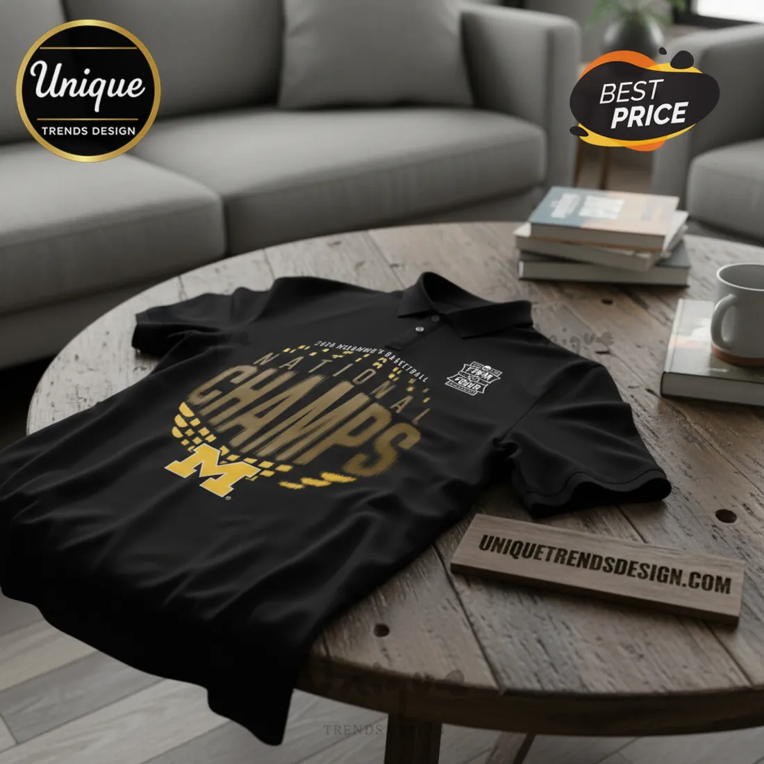 Michigan 2026 National Champions Basketball Commemorative Team Roster Polo Shirt