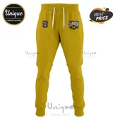 Yellow athletic joggers with Michigan M logo and NCAA National Champions and Final Four 2021 graphics!