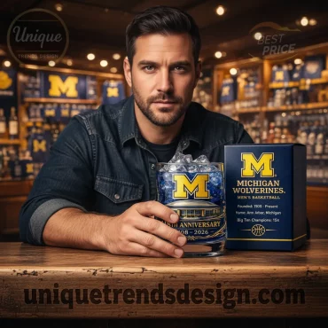 Michigan Wolverines 118th Anniversary Men’s Basketball Whiskey Glass Michigan Wolverines 118th Anniversary Men’s Basketball Whiskey Glass