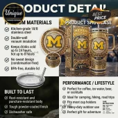 Gold Michigan Wolverines 2026 NCAA Basketball National Champions tumbler with ornate design and yellow M logo!