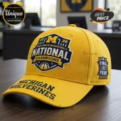 Yellow Michigan Wolverines 2026 NCAA Men's Basketball National Champions hat with embroidered patch and Final Four side logo!