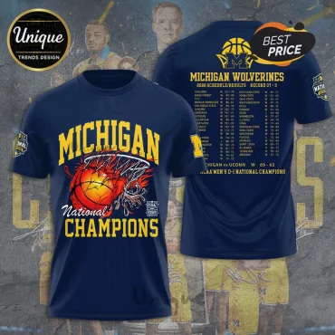 Michigan Wolverines Men’s Basketball 2026 National Champions Schedule Tee