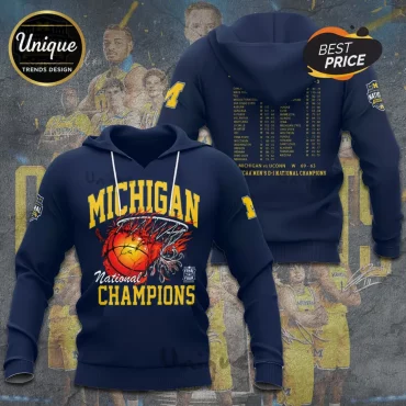 Michigan Wolverines Men’s Basketball 2026 National Champions Schedule Tee