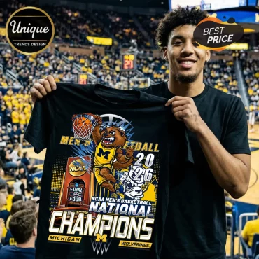 Michigan Wolverines National Champions 2026 Men’s NCAA Final Four Mascot T-Shirt