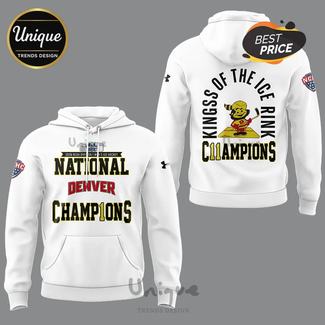 NCAA Denver Pioneers Hockey Kings Of The Ice Rink Champions Fan Hoodie NCAA Denver Pioneers Hockey Kings Of The Ice Rink Champions Fan Hoodie