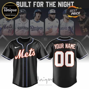 New York Mets Black Custom Name Number Replica Baseball Jersey