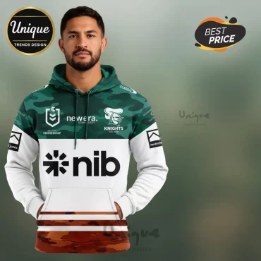Newcastle Knights NRL Custom Green & Brown Camo All Over Print 3D Hoodie