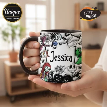 Nightmare Before Christmas Personalized Jack & Sally Accent Mug