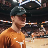 Black baseball cap featuring white 'FINAL FO[Texas Longhorns logo]R 2023' text, bold collegiate sports fan apparel!