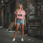 Pink retro cassette tape t-shirt with 'Or' script! Vintage 80s 90s graphic tee!