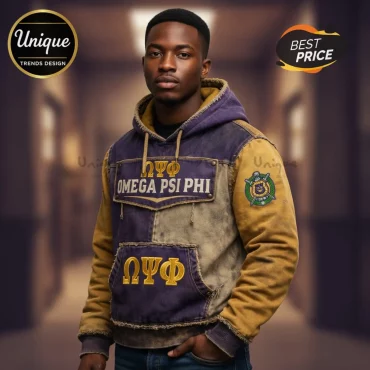 Omega Psi Phi Fraternity Vintage Distressed Hoodie
