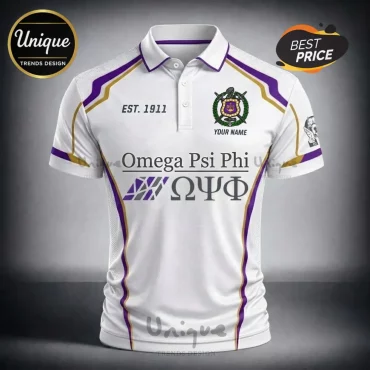 Omega Psi Phi Personalized Est. 1911 Purple & Gold Polo Shirt