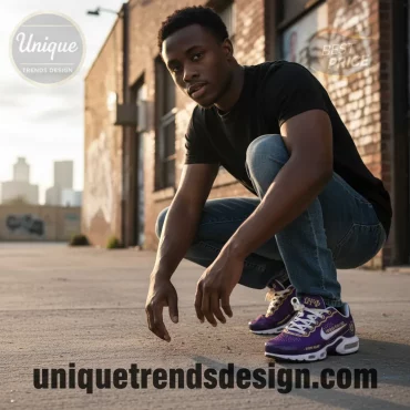 Omega Psi Phi Personalized Purple Gold Athletic Shoes