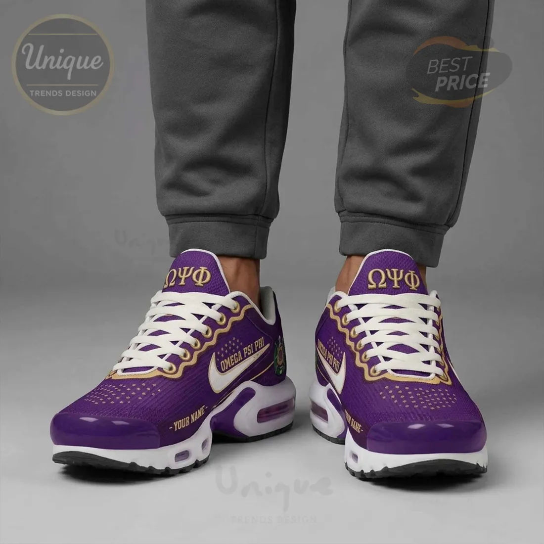 Omega Psi Phi Personalized Purple Gold Athletic Shoes Omega Psi Phi Personalized Purple Gold Athletic Shoes