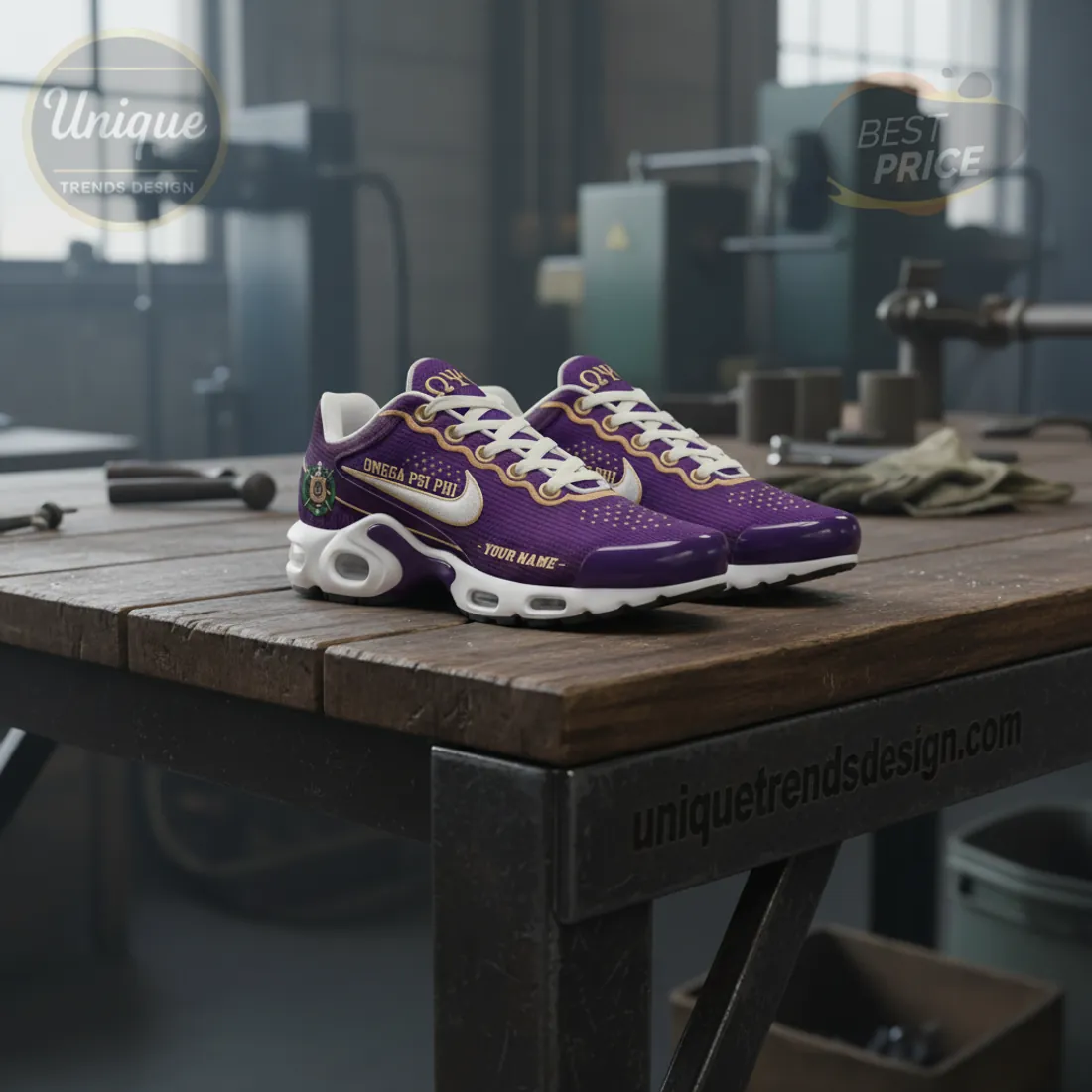 Omega Psi Phi Personalized Purple Gold Athletic Shoes