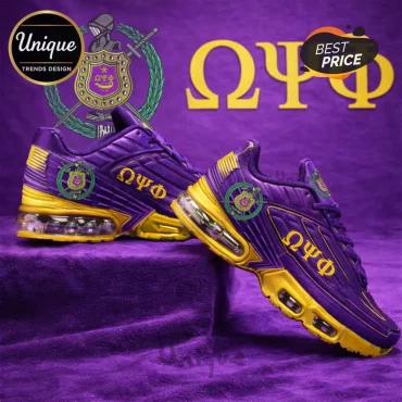 Omega Psi Phi Purple & Gold Custom Fraternity TN Sneakers