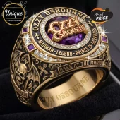 Ozzy Osbourne Madman Legend Gold Tone Skull Bat Wings Commemorative Ring