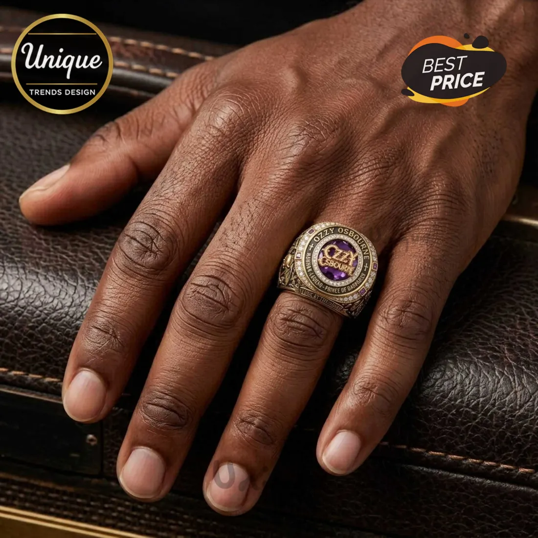 Ozzy Osbourne Madman Legend Gold Tone Skull Bat Wings Commemorative Ring Ozzy Osbourne Madman Legend Gold Tone Skull Bat Wings Commemorative Ring
