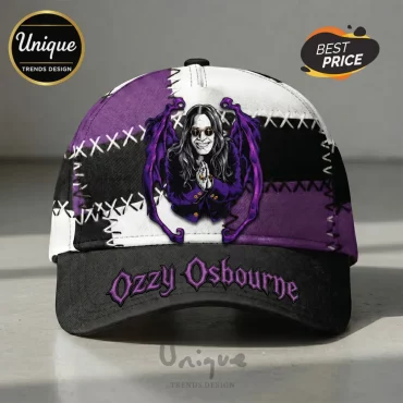 Ozzy Osbourne Rock Music Vintage Patchwork Purple Wings Design Baseball Cap