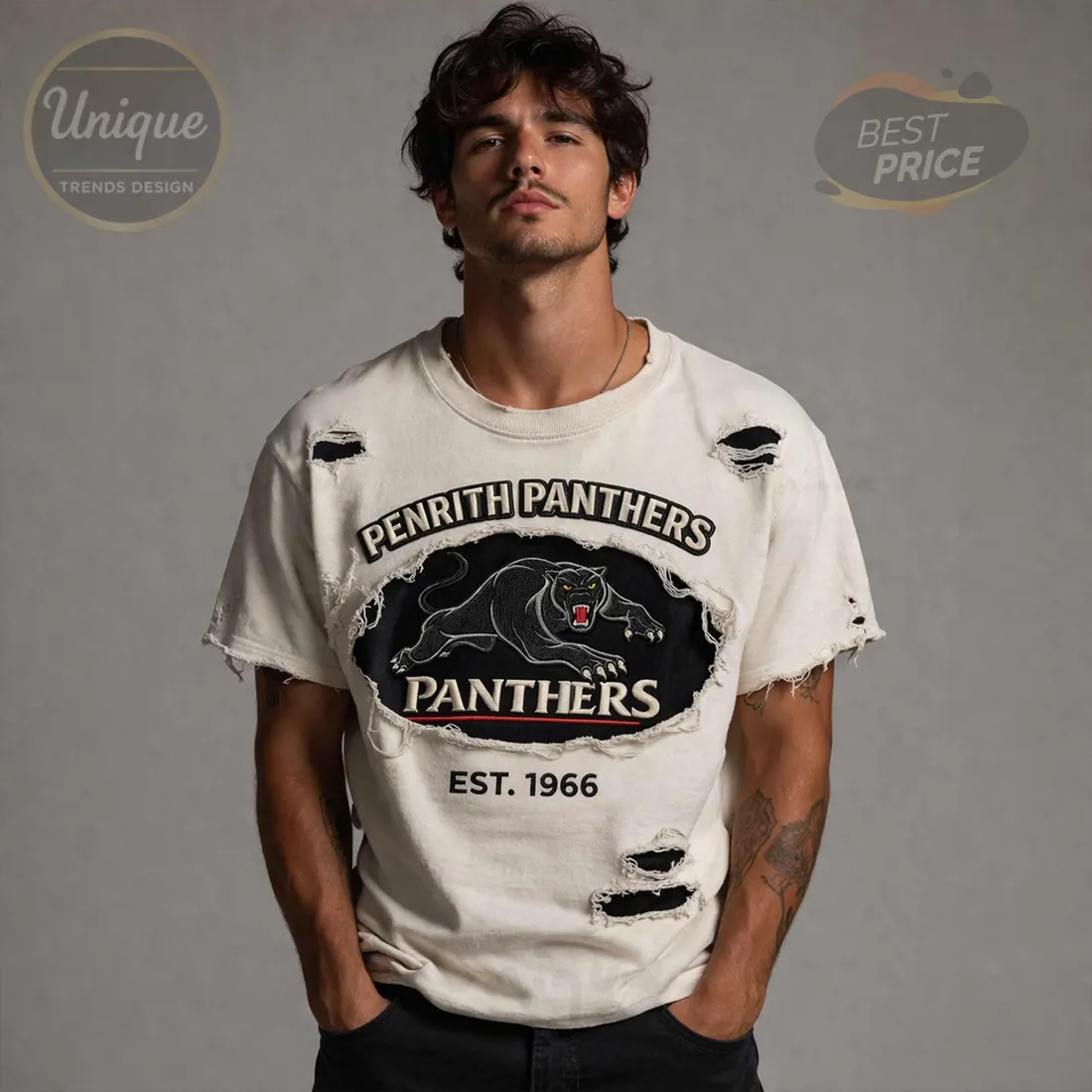 Penrith Panthers Distressed Vintage EST. 1966 T-Shirt Penrith Panthers Distressed Vintage EST. 1966 T-Shirt