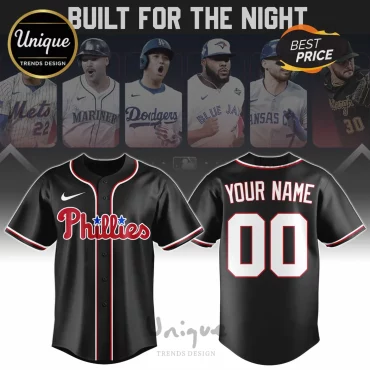 Philadelphia Phillies MLB Black Custom Name & Number Baseball Jersey