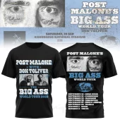 Black Post Malone & Don Toliver Big Ass World Tour 2026 concert tee! Features portraits, Posty's eyes, and tour dates!