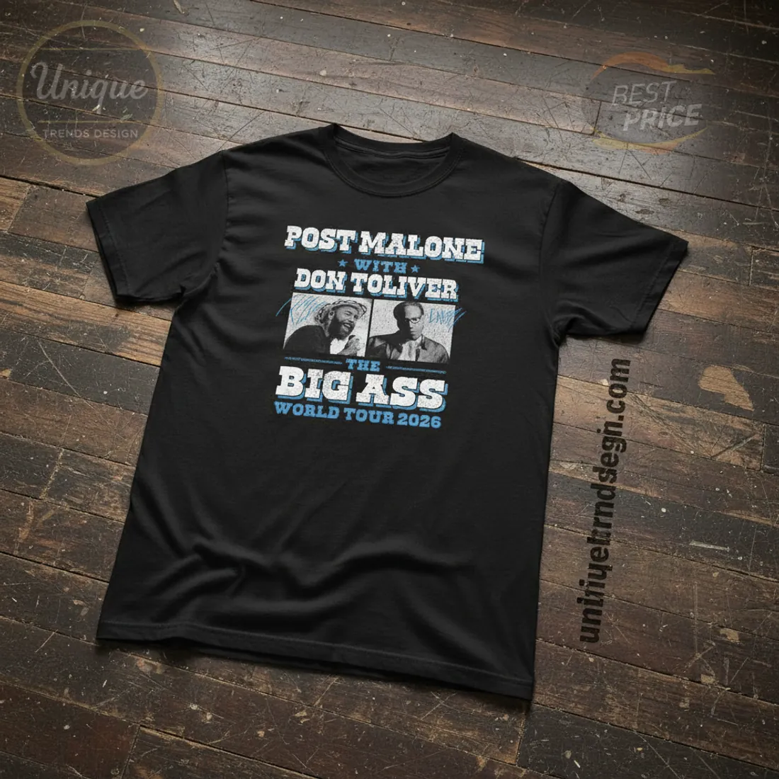 Post Malone Big Ass World Tour 2026 Don Toliver Guest Black Concert T-Shirt