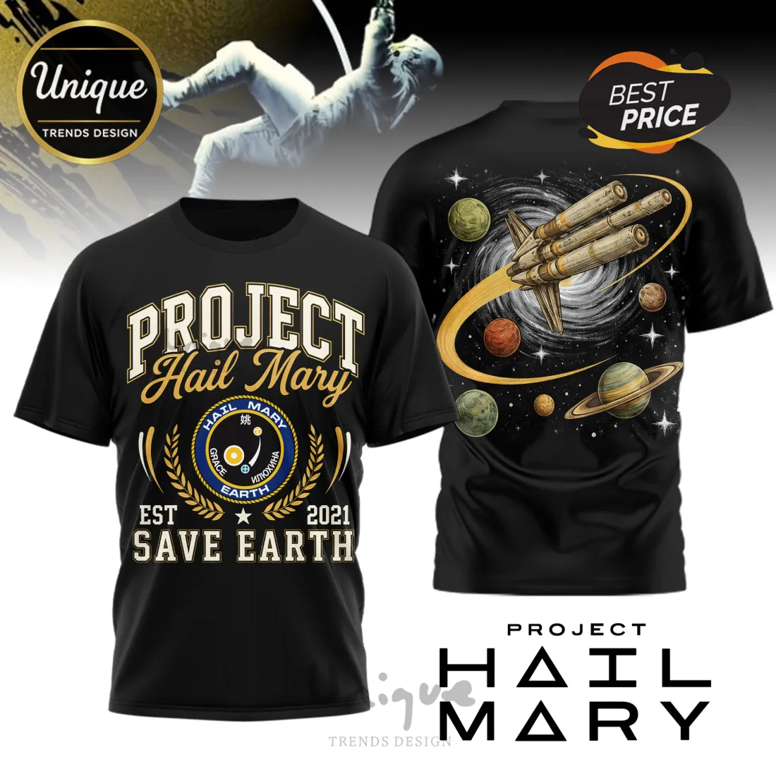 Project Hail Mary Save Earth Space Mission Graphic Premium T-Shirt Project Hail Mary Save Earth Space Mission Graphic Premium T-Shirt