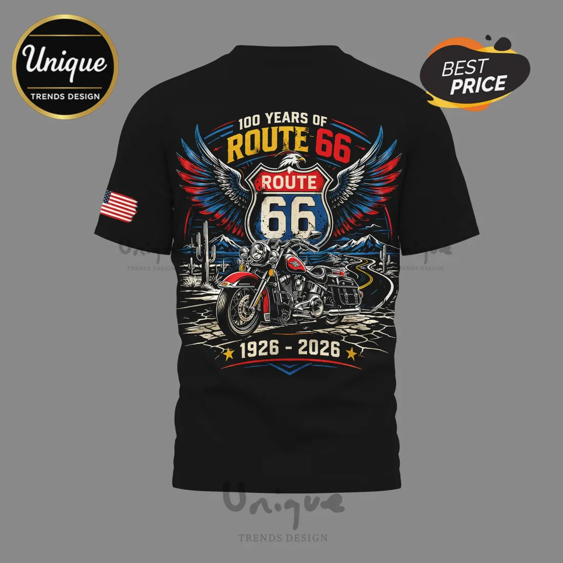 Route 66 100 Year Anniversary Motorcycle T-Shirt Route 66 100 Year Anniversary Motorcycle T-Shirt