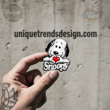 Snoopy 3D Heart Hands Premium Car Emblem