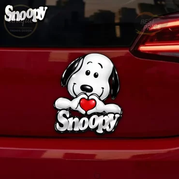 Snoopy 3D Heart Hands Premium Car Emblem
