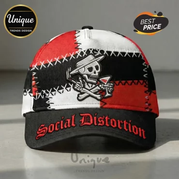 Social Distortion Skull Iconic Logo Patchwork Design Baseball Cap